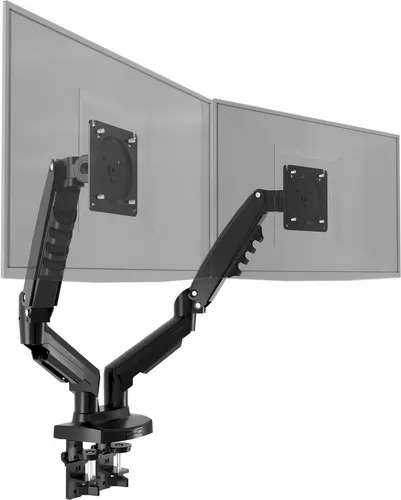 Poppstar Höhenverstellbare Tischhalterung für 2 Monitore - 17 bis 27 Zoll, 360° schwenkbar und ideal für ergonomisches Arbeiten