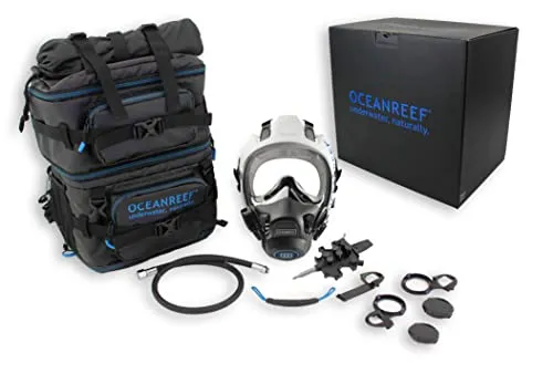 OCEAN REEF Neptun III - Vollgesichtsmaske mit Regler (Weiß, S/M) - Taucherbrille mit mühelosem Atemkomfort und robustem Design. Ideal für intensive Tauchgänge, inklusive umfangreichem Zubehör und lebenslanger Garantie.