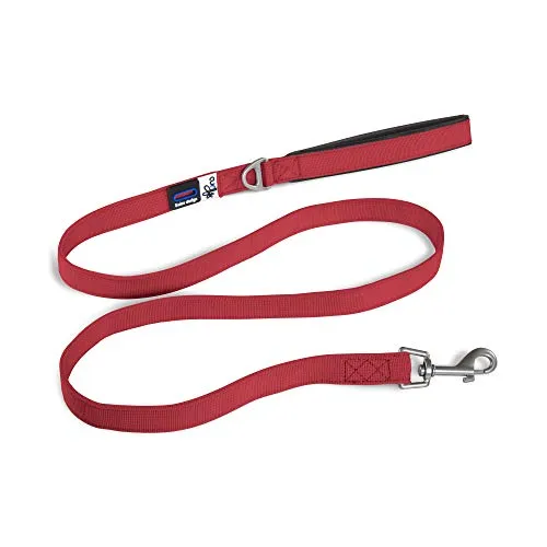 curli BASIC LEASH Red L - Klassische Hundeleine, doppelter Sicherheitsnähte für erhöhte Zugfestigkeit und komfortabler Neopren-Griff