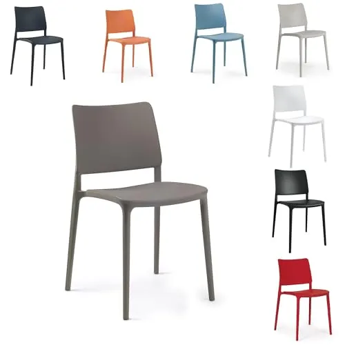 PAPATYA 1er-Set Kunststoffstuhl Joy-S Designstuhl mit Einer Belastbarkeit von 200 kg stapelbar, Terassenstuhl aus Kunststoff UV beständig, Leichter Stuhl Balkonstuhl (Grau-braun)