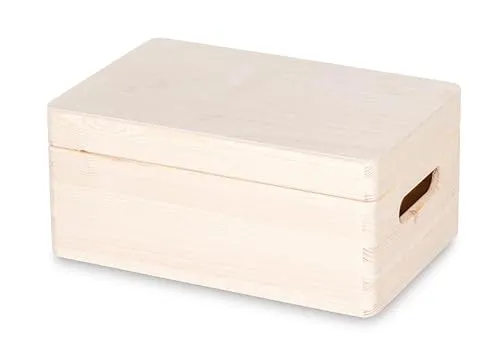 Pinus - Holzkiste mit Deckel, 30x20x13,5 cm, Schatzkiste, Bastelkoffer mit Klappverschluss, Holzbox, Schatztruhe aus Holz, Aufbewahrungsbox, Kiefer, 315000C