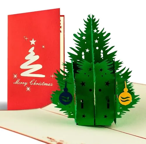 Diese-Klappkarten Weihnachtskarte mit Umschlag, Weihnachtsbaum, Gutschein, edel, klassisch, besonders, christlich, hochwertig, Adventskarte, Geschenkidee, Frohe Weihnachten, Merry Christmas, W02