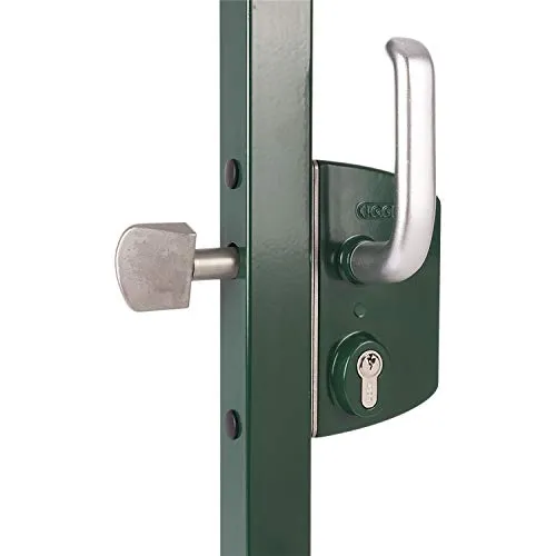 Schiebetorschloss LSKZ4040U2L für 40 mm Vierkantrohr - Industrieschloss aus Aluminium mit Edelstahl-Mechanismus für eine zuverlässige Schließung. Ideal für Schiebetore, getestet auf 500.000 Bewegungen, inklusive Einbaudoppelzylinder und Schlüsseln.