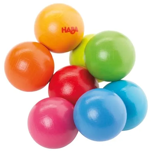 HABA Greifling Magica - Motorikspielzeug mit 8 bunten Buchenholzkugeln auf strapazierfähigem Polyesterband, fördert das Greifen und Entdecken – für stundenlangen Spielspaß!
