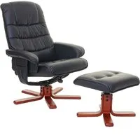 Relaxsessel MCW-E30 - Fernsehsessel mit Hocker in Schwarz - Sessel - Hochwertiger Relaxsessel aus Kunstleder, inklusive gepolstertem Hocker für maximalen Komfort und Entspannung.