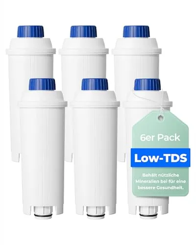 Waterdrop Low-TDS Filterkartuschen, Ersatz für De'Longhi® DLSC002, 6 Pack | Reduziert den TDS-Wert. Das Resultierende Niedrig-TDS-Wasser Extrahiert den Kaffee Sanft für Ausgewogene Vollmundigkeit