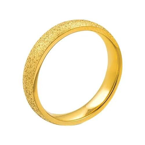 meditoys · Ring aus Edelstahl für Damen · Edelstahlring goldfarben mit sandgestrahlter Oberfläche · hochwertig beschichteter Edelstahl · nickelfrei · zeitlos und edel · Breite 3mm