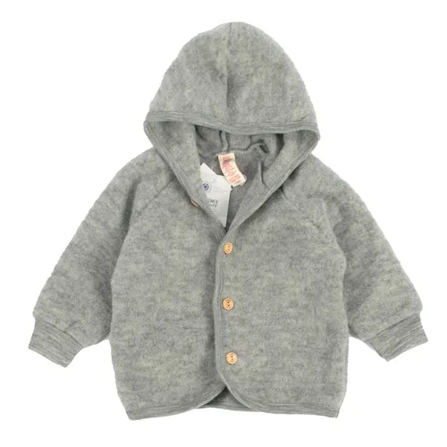 Engel Baby Jacke mit Kapuze Wollfleece, Hellgrau Melange, 74/80 - Jacken & Mäntel für Baby-Jungen, aus 100% Merinowolle, mulesing-frei und NATURTEXTIL IVN zertifiziert für höchste Qualität und Sicherheit.