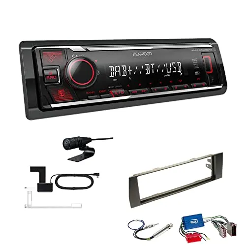 Kenwood KMM-BT408DAB 1-DIN Digital Media Receiver Autoradio DAB+ Bluetooth USB Einbauset kompatibel mit Audi A3 2003-2006 schwarz