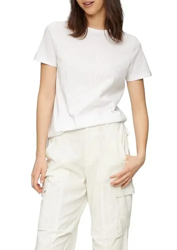 QS Damen 2147420 T-Shirt mit Logoprint, White 01D0, M
