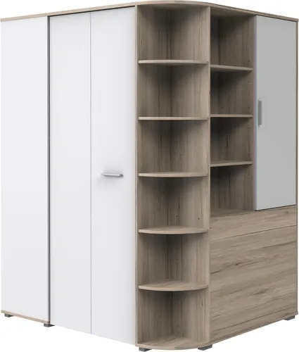 Dreh-/Schwebetürenschrank >Joker< (B/H/T: 124x199x148 cm) San Remo-Eiche