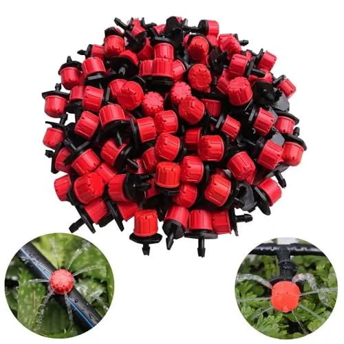 Kalolary 100Pcs Bewässerung Tropfer Sprinkler, Micro Tropfer Bewässerungs, Kunststoff verstellbar Micro Tropfbewässerung Bewässerung Werkzeug anti-clogging Emitter Tropfer Garten Bewässerung Düse