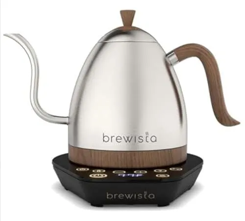 Brewista Artisan 1.0L Gooseneck Variable Kettle - Edelstahl - Wasserkocher mit präzisem Schwanenhalsausgießer und digitaler Temperatureinstellung von 60 bis 99°C – ideal für Barista-Techniken und perfektes Übergießen.