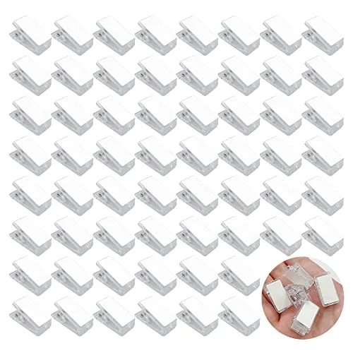 CLVPAI 60 Stück Klebrige Federclips,Kunststoff Klebeklammern,Selbstklebende Wandclips,Foto Clips,für Zuhause Büro Fotoposter(Doppelseitig klebend)