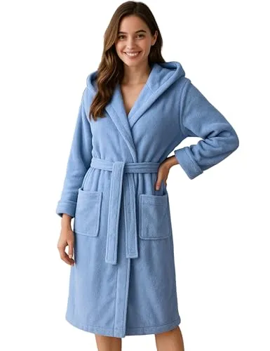 Morgenstern Bademantel Damen mit Kapuze - 100% Baumwolle Frottee - Bademäntel für Damen, weich und saugstark aus 100% Baumwolle mit Kapuze, ideal für Wellness und zuhause. OEKO-TEX® zertifiziert und pflegeleicht.