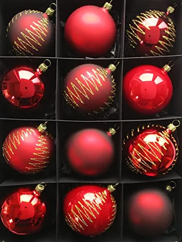 Thüringer Christbaumschmuck Exclusiv rot dunkelrot weihnachtsrot 8cm Handarbeit Germany 12er Set
