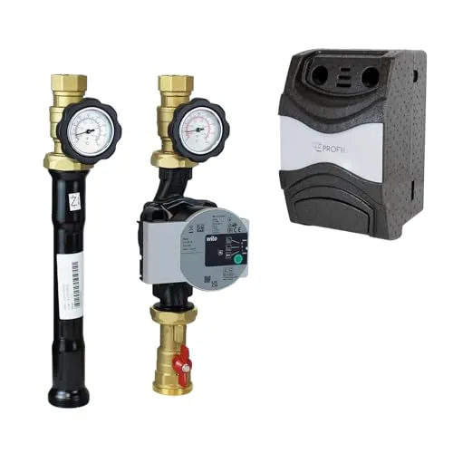ENVIRON DN25 Heizkreis Pumpengruppe mit Wilo Para 25/6 Hocheffizienzpumpe - Fußbodenheizung mit hocheffizienter Wilo Pumpe, Made in Germany. Optimale Wärmedämmung und integrierte Thermometer für zuverlässige Heizleistung.