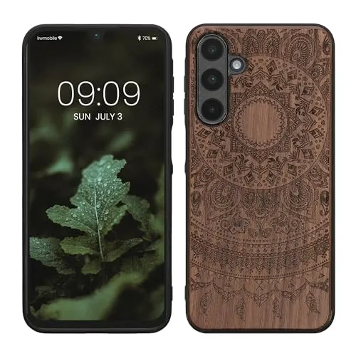 kwmobile Handyhülle für Samsung Galaxy A16 5G Hülle Holz - Case mit TPU Bumper - Stoßfestes Hardcase - Schutzhülle Cover in Dunkelbraun