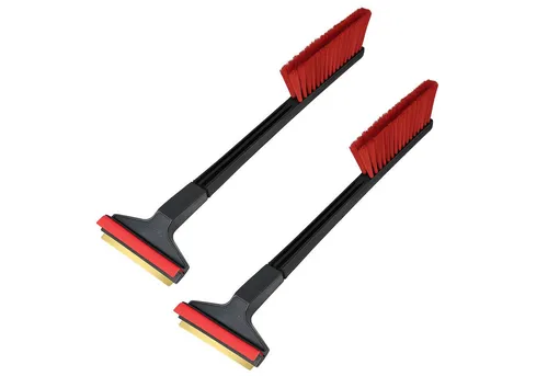 L & P Car Design Eiskratzer Auto 2 Stück Schneebürste und Eisschaber 42 cm Messingklinge Rot Original Murska