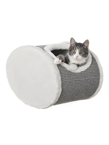 Kuschelhöhle zur Wandmontage weiß grau - Katzenhöhle mit Sisal und Wendekissen, ideal für Kletterlandschaften und gemütliche Rückzugsorte
