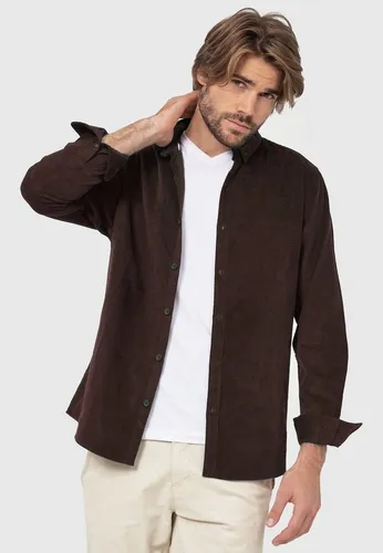Indicode Herren Ryan Kordhemd aus Baumwolle | Elegantes Freizeithemd in Dk Brown XXL