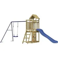 vidaXL Spielturm aus imprägniertem Kiefernholz - Spielplatz für Kinder aus robustem Kiefernholz mit Rutsche, Schaukel und Kletterwand, ideal für unendlichen Spaß im eigenen Garten!