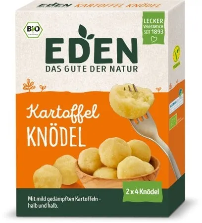 EDEN Kartoffelknödel bio - Bio Kartoffelknödel, schnell und einfach zubereitet. Hefefrei, laktosefrei, glutenfrei und fettfrei – ideal für eine gesunde Mahlzeit.