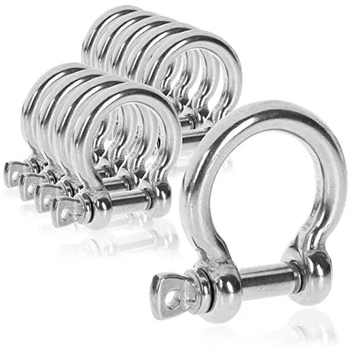 COM-FOUR® 10x Schäkel rund - Karabiner Schekel klein mit Schraubverschluss - Scheckel geschweift mit Augbolzen - Edelstahl 304, rostfrei, langlebig - 4,5 x 30 mm (10 Stück - 4.5 x 30mm - O-Form)