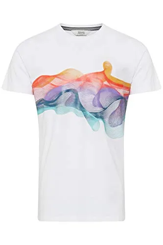 !Solid Pedro Herren T-Shirt Kurzarm Shirt mit Print und Rundhalsausschnitt Regular Fit, Größe:M, Farbe:White (110601)