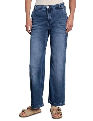 Street One Studio Damen F379078 Wide Leg Jeans, Dark Blue Wash