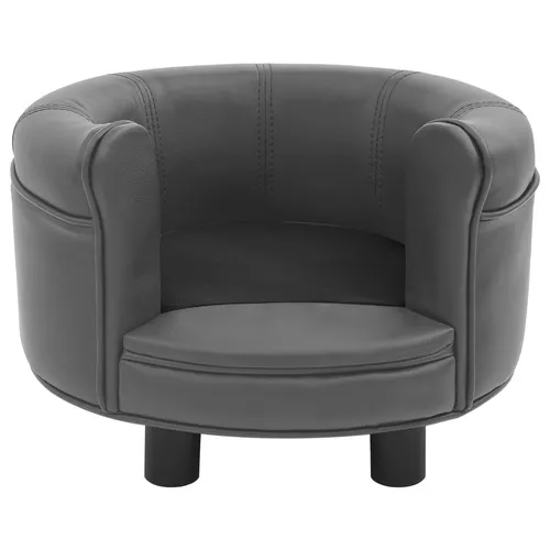 vidaXL Hundesofa Grau 48x48x32cm - Plüsch & Kunstleder - Hundesessel & -sofas mit dick gepolstertem Kissenbezug aus weichem Plüsch, ideal für kleinen Komfort und Stabilität durch rutschfeste Holzbeine.