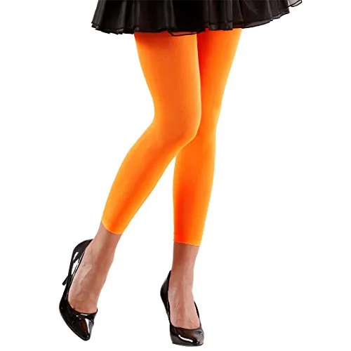 NET TOYS 80er Jahre Leggins 70 DEN Damen Strumpfhosen neon orange Stretchhose Leggings Legging Hose Aerobic