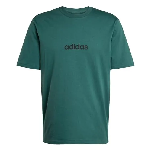 Adidas Men's Essentials LINEAR Single Jersey Tee, Collegiate Green/Black, M