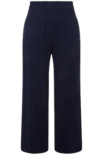 Ulla Popken Damen Marlenehose Schlupfhose, Schwarz, W32 / L32 - Damen-Hosen mit weitem, geradem Bein und besonders breitem Elastikbund für optimalen Tragekomfort – elastisch und formstabil dank Elasthananteil.