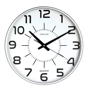 Unilux Wanduhr Maxi Pop Quarzuhr - 37,5 cm, lautlos mit schleichenden Zeigern, elegante silberne Optik und inkl. Batterie