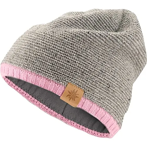 Bavarian Caps Trachten Mütze, rosa/grau, One Size - Strickmützen für Damen, stilvolle Trachtenmütze in rosa/grau, ideal für festliche Anlässe und gemütliche Herbstspaziergänge.