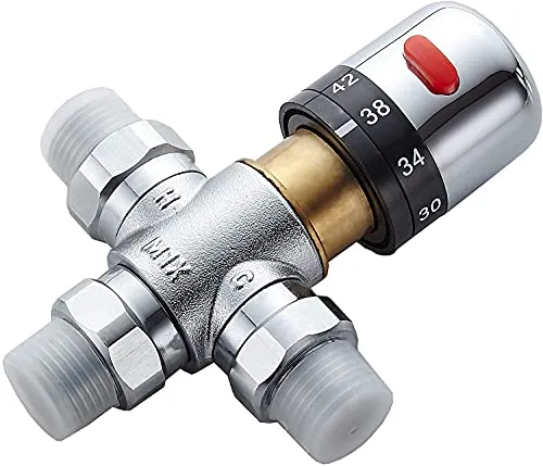 Gangang Ventil Mischen, Messing-gehärtetes Ventil,Mischventil,Thermostatisches Mischventil, Bleifreies Massives Messing, G1 / 2-NPS-Stecker mit Rückschlagventil
