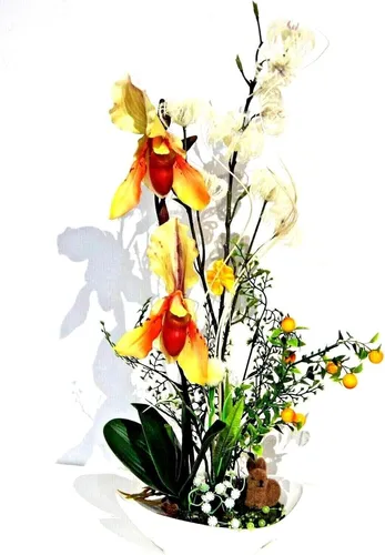 Künstliche Orchideen Weiß im Deko Topf – Groß 60cm von DAMICH