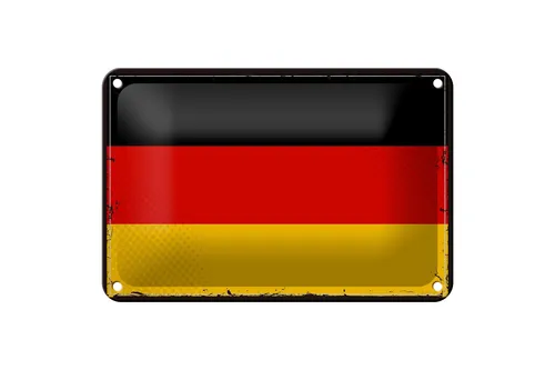 Blechschild Flagge Deutschlands 18x12 cm Retro Flag Germany Deko Schild
