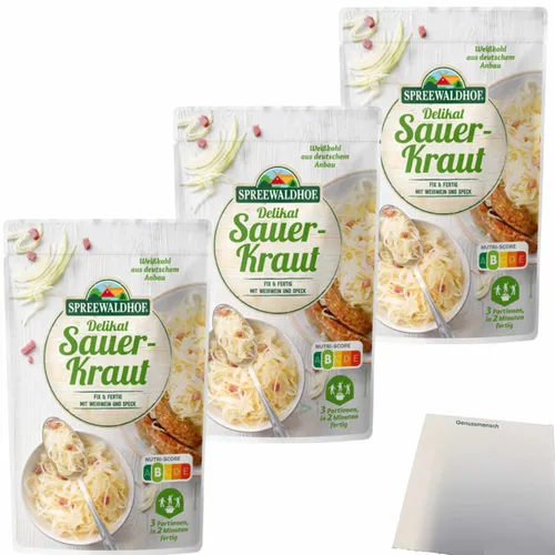 Spreewaldhof Delikat Sauerkraut mit Speck 3er Pack 3x400g Packung usy Block