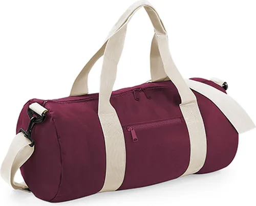 BagBase BG140 | Original Barrel Bag / Reisetasche | 50 x 25 x 25 cm - Farbe: Burgundy/Off White - Größe: 50 x 25 x 25 cm