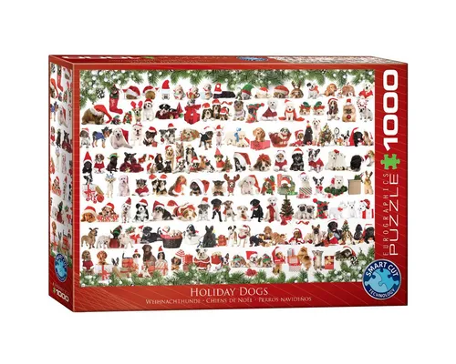 Puzzle 1000 Teile Puzzle - Puzzle - Weihnachtsvorfreude mit Hunden, Puzzleteile