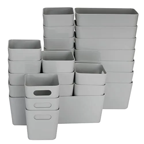 Hummelladen 22 Teile Organizer Set - 10 cm hoch - in 3 Größen - grau - Schubladeneinsatz - passend für Schubladen bis 90x40cm