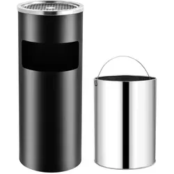 vidaXL Standaschenbecher Mülleimer 30L aus Stahl - Eleganter Standaschenbecher und Mülleimer in einem, ideal für Innen- und Außenbereiche. Mit 30L Fassungsvermögen, rostbeständig und leicht zu entleeren – perfekt für öffentliche Orte und Hotels.