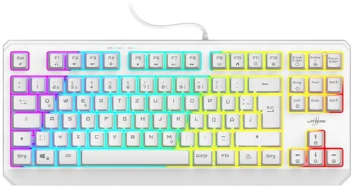 uRage Gaming-Tastatur Exodus 220 TKL, Weiß - Tastaturen mit Anti-Ghosting-Technologie und RGB-Beleuchtung für präzise Reaktionen und individuelles Gaming-Erlebnis.