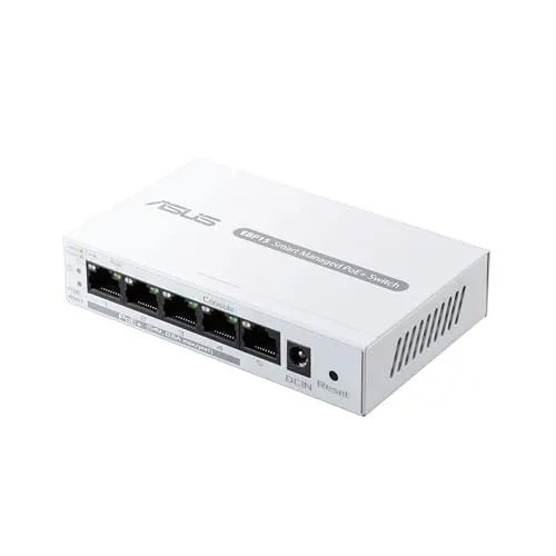 ASUS ExpertWiFi EBP15 - PoE+ Smart Managed Switch mit 5 GbE-Ports, 4 PoE+ und 60 Watt, optimale Netzwerksicherheit und QoS für unternehmenskritischen Datenverkehr