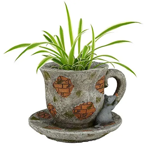 abc HOME Pflanztopf Tasse Stein-Optik - Dekorativer Pflanztopf in Stein-Optik für kreative Gestaltung auf Balkon, Terrasse oder im Garten. Ideal für Innen- und Außenbereiche und eine stilvolle Ergänzung Ihrer Pflanzen.