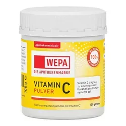 Wepa Vitamin C Pulver Dose - Nahrungsergänzungsmittel mit 100% Ascorbinsäure, ideal zur täglichen Stärkung des Immunsystems. Der praktische Portionslöffel erleichtert die Dosierung.