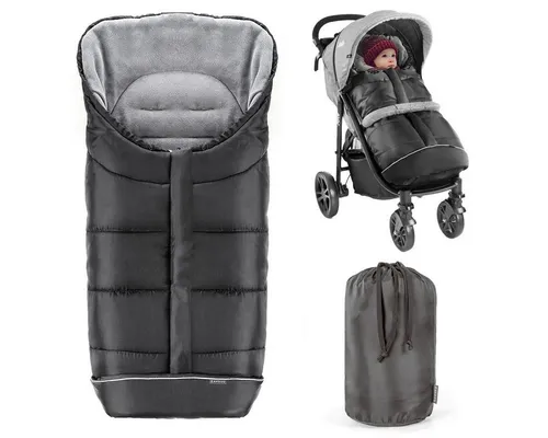 Zamboo Fußsack Schwarz - Winter Fußsack für Kinderwagen & Buggy - Wetterfester und kuscheliger Fußsack für alle Kinderwagen-Modelle, ideal für kalte Tage. Mit weichem Teddy-Fleece und Anti-Rutsch-Schutz sorgt er für Wärme und Sicherheit.