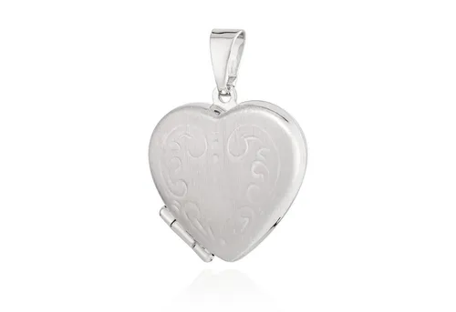 NKlaus Kettenanhänger Herz Medaillon 925 Silber matt 17x16mm Talisman